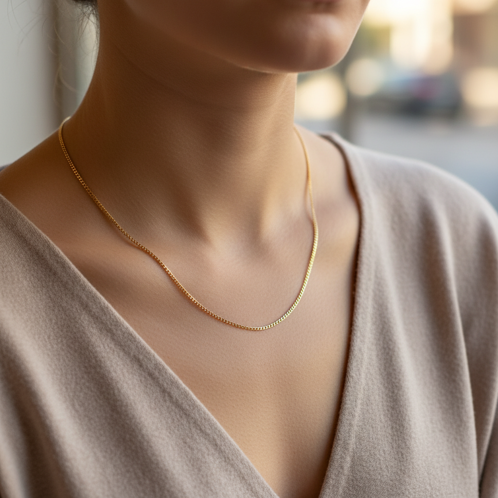 Classic Gold Box Chain Necklace | Waterproof Stainless Steel