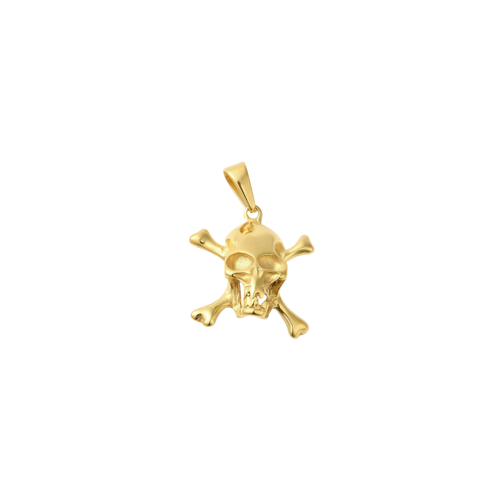 Gold Pirate Skull Charm - Waterproof Stainless Steel