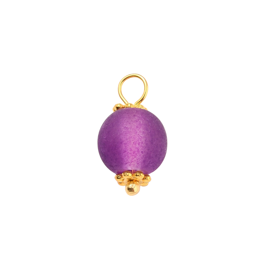Front view of the Gold Frosted Glass Bead Charm | Assorted