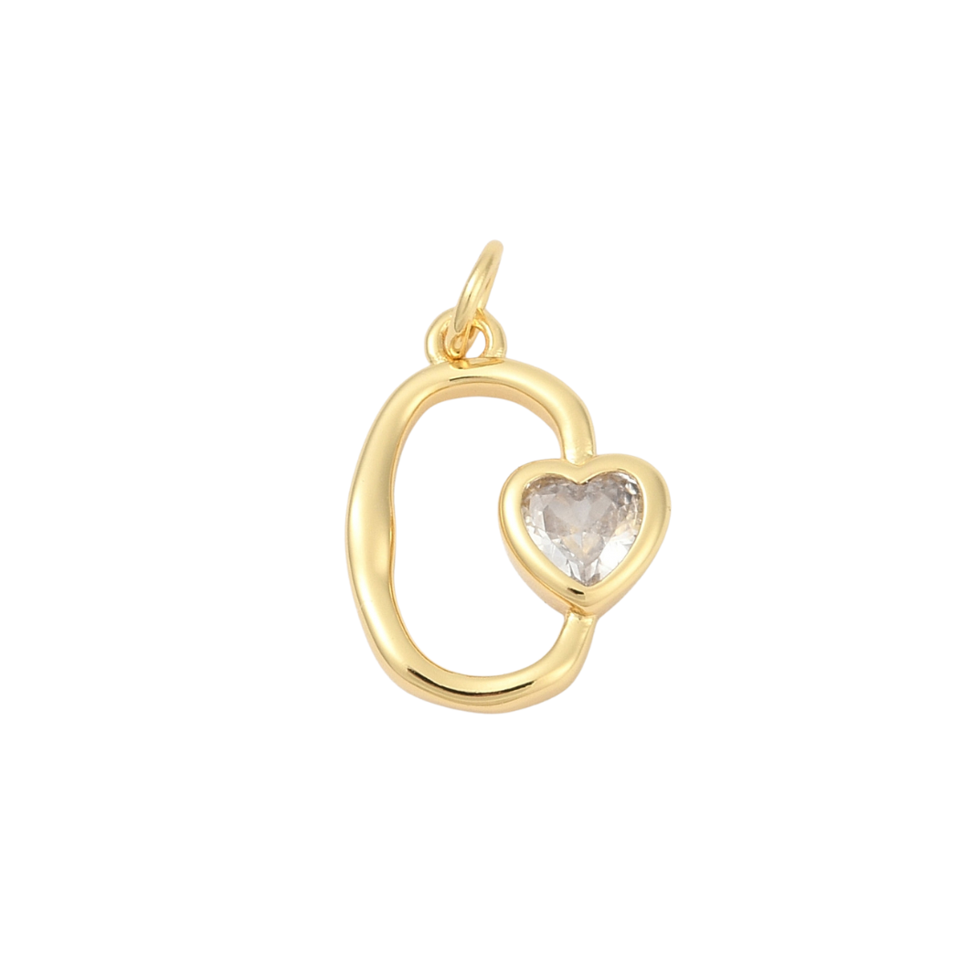 Transparent Gold Colette Clear Cubic Zirconia Heart Charm