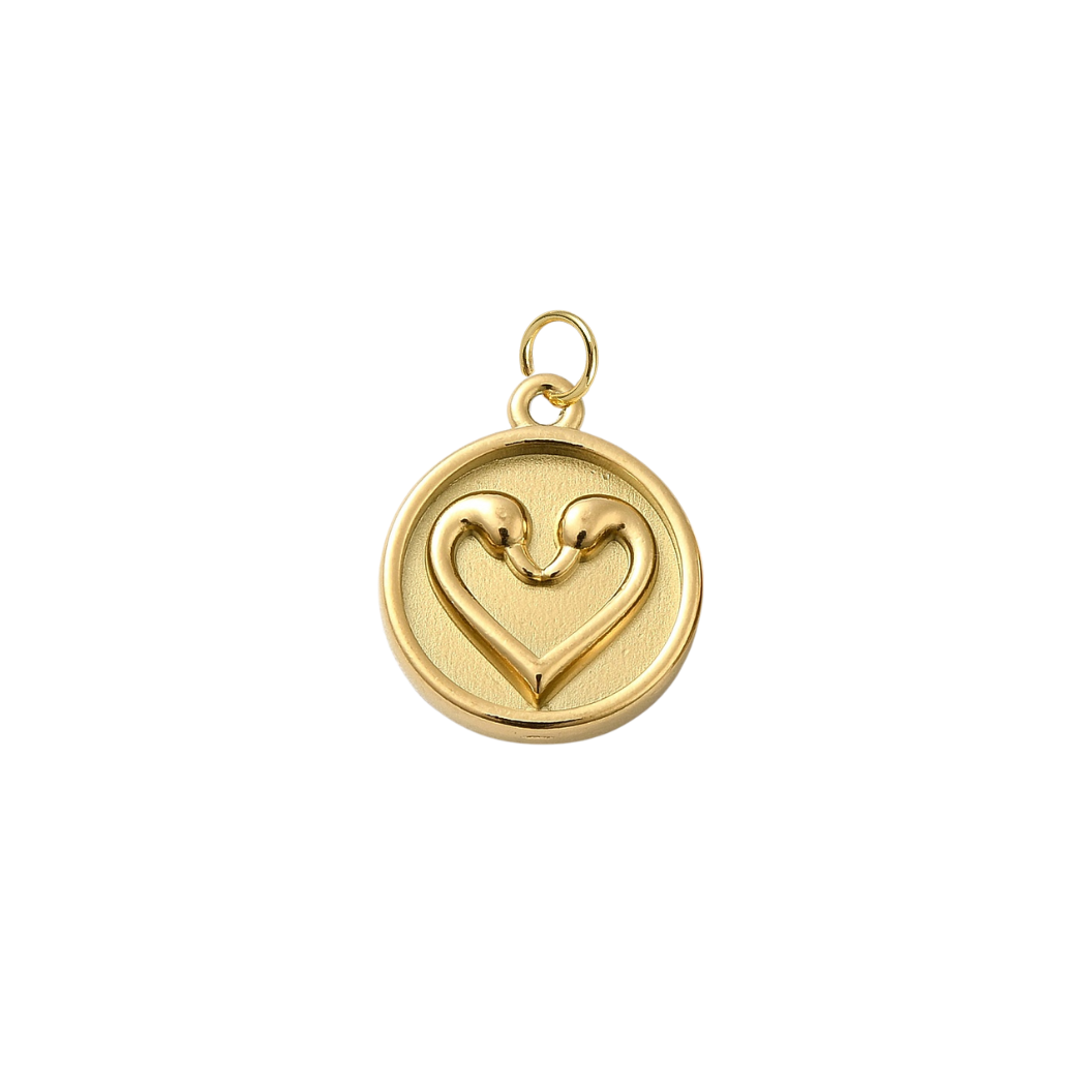Gold Two Swan Heart Charm