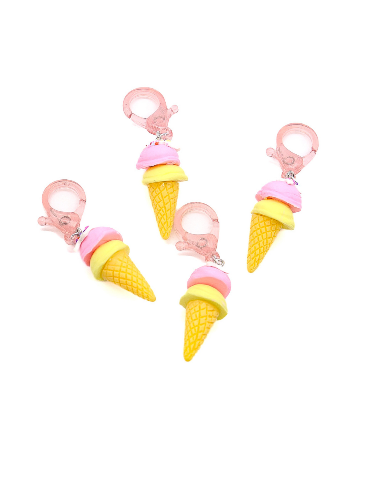 Front of four Pink Ice Cream Cone Lanyard Charm