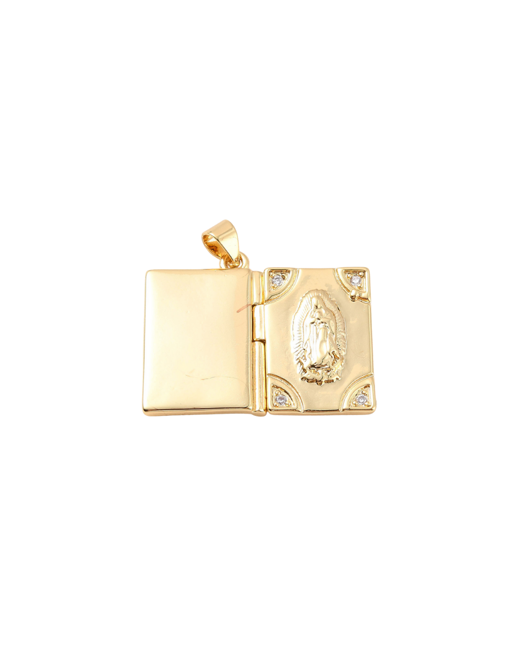 Gold Virgin Mary Devotion Book Locket Charm