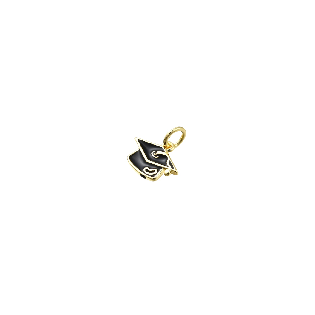 Side View of the Gold Classic Graduation Cap Charm