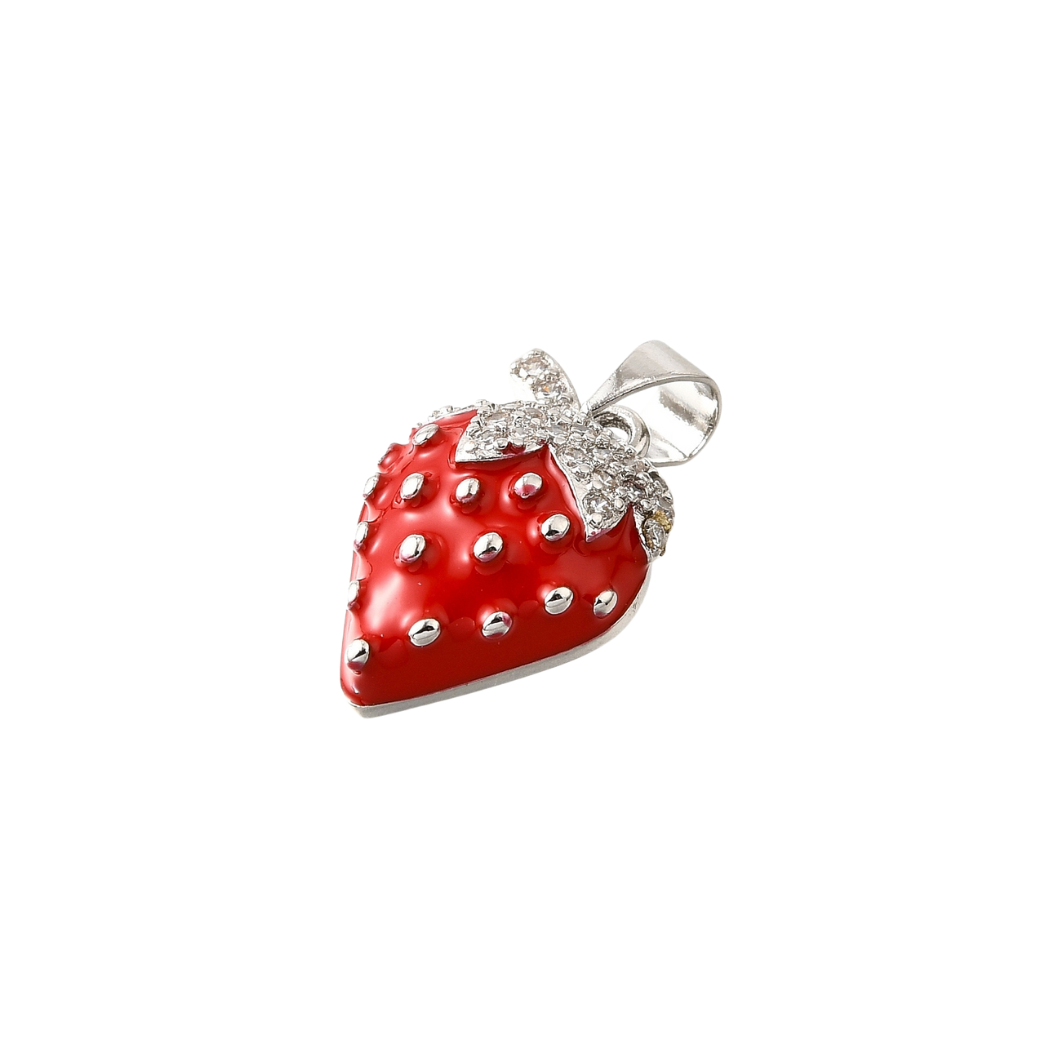 Side View of the Silver Sweet Strawberry Charm