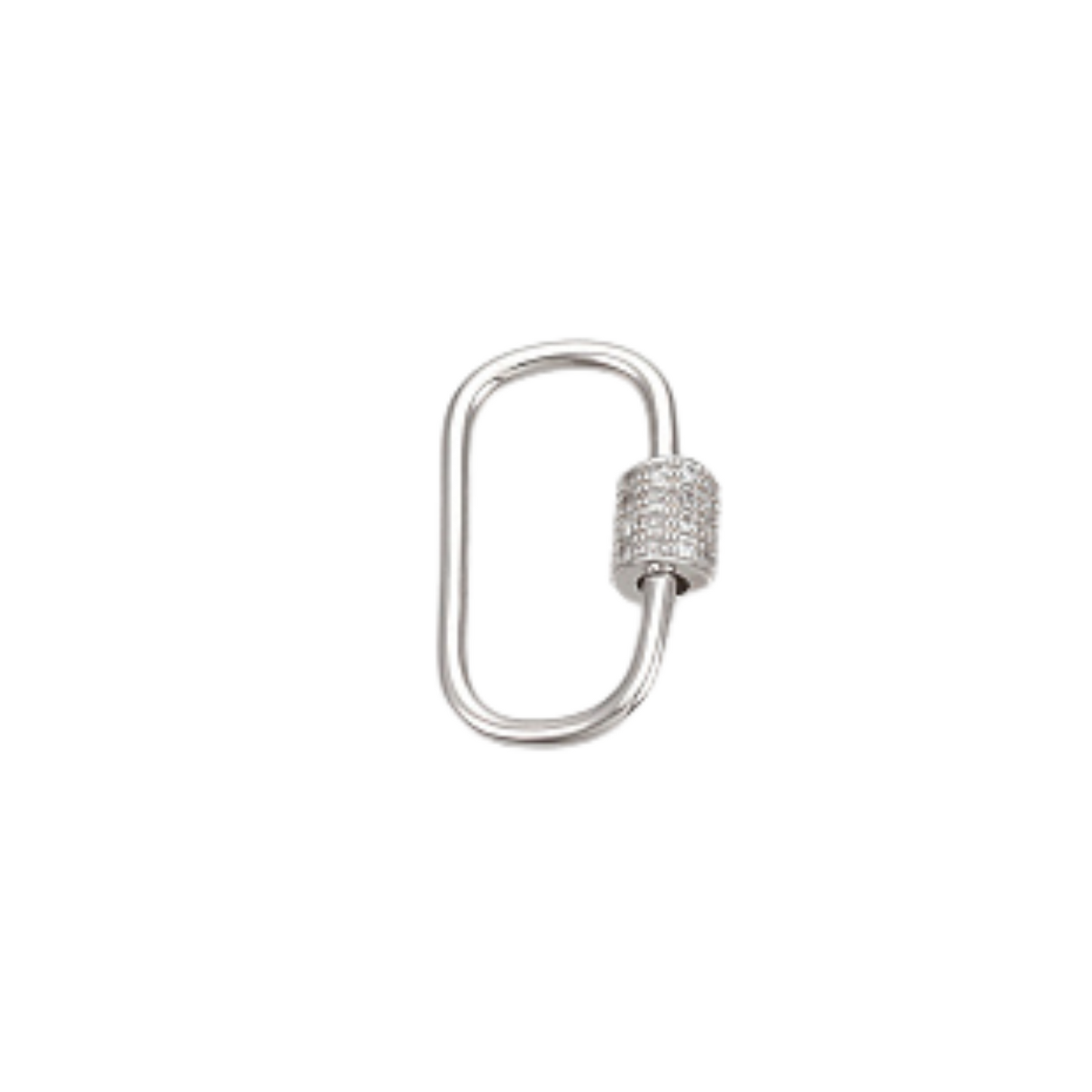 Silver Large Gabi Carabiner | Cubic Zirconia Oval Screw Carabiner