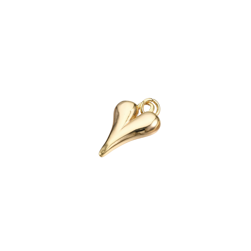 Side View of the Gold Micro Puff Heart Charm