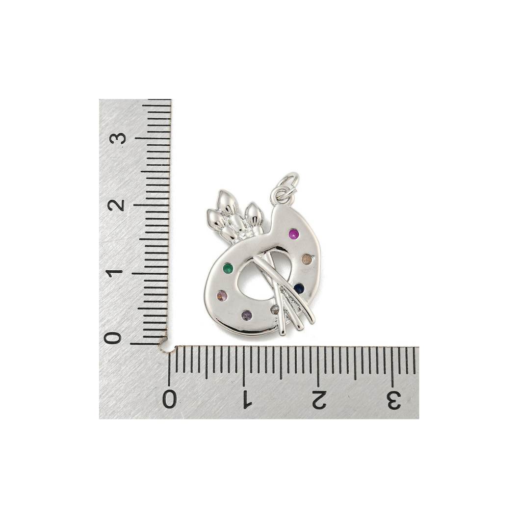 Length view of the Silver and Cubic Zirconia Artist Palette Charm