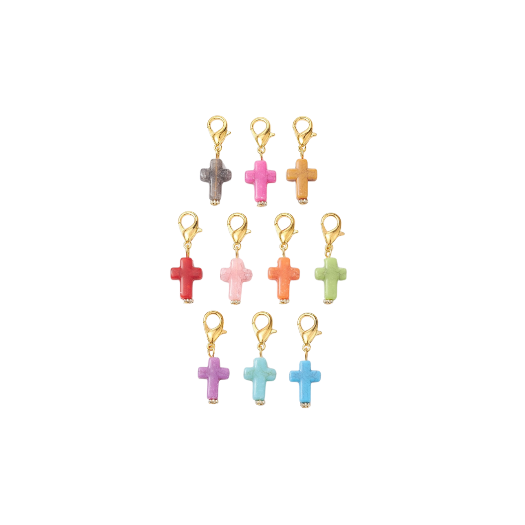 Gold Faith Flare Cross Charm Transparent