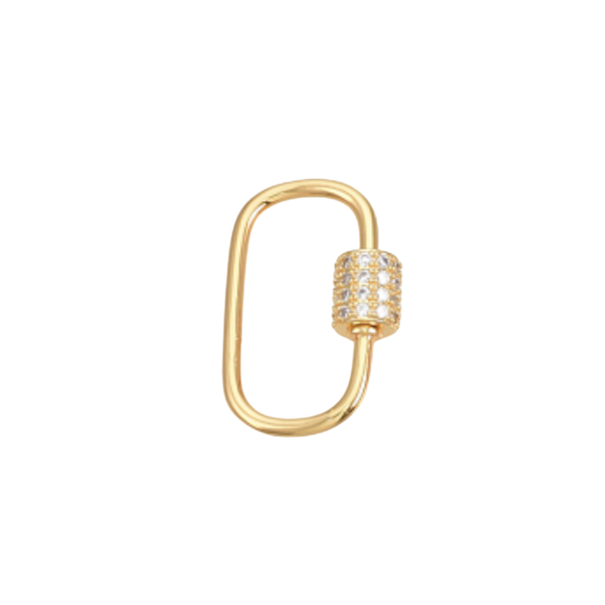 Gold Large Gabi Carabiner | Cubic Zirconia Oval Screw Carabiner