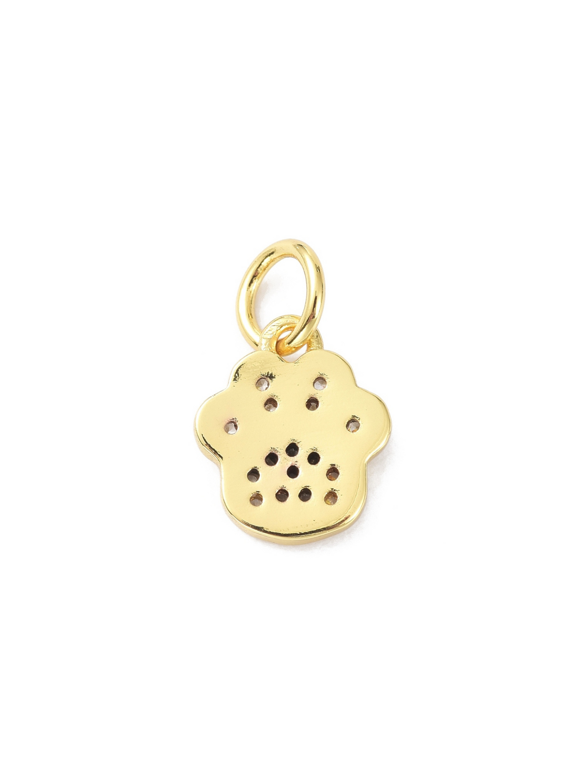 Gold and Cubic Zirconia Paw Print Charm - back view