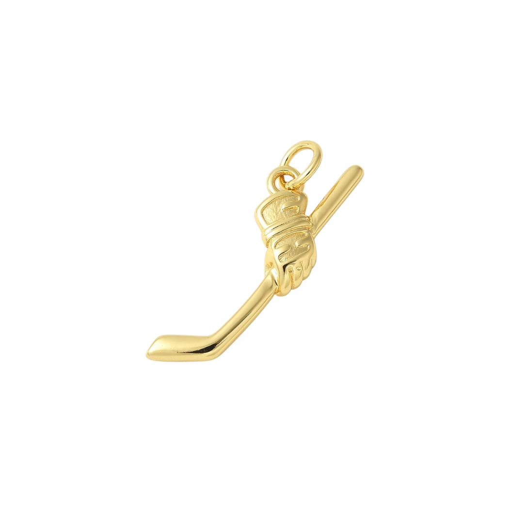 Front View of the Gold Glove & Hockey Stick Charm