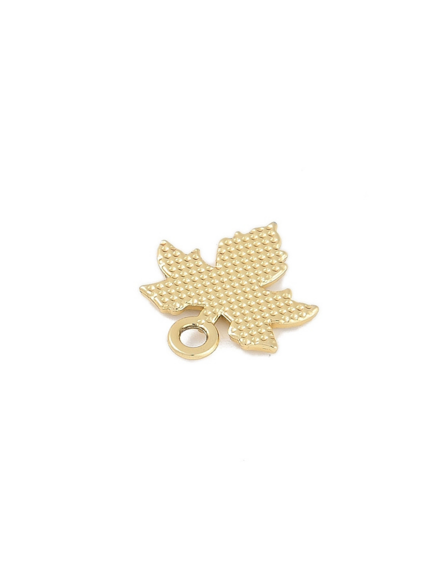 Gold Rhinestone Leaf Charm - back view