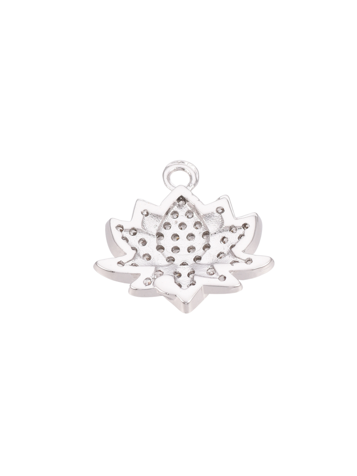Silver Pave Lotus Flower - back view