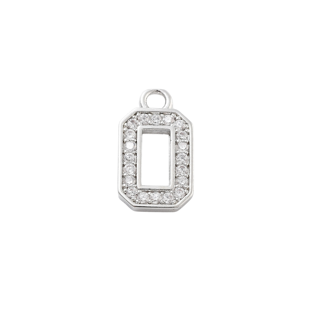 Silver Pave Number Charm | Number Charm | Number Zero