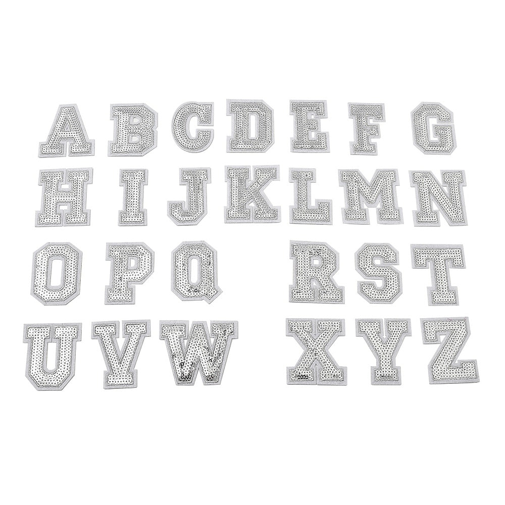 Assortment of Silver Alphabet Sequin Patch Set