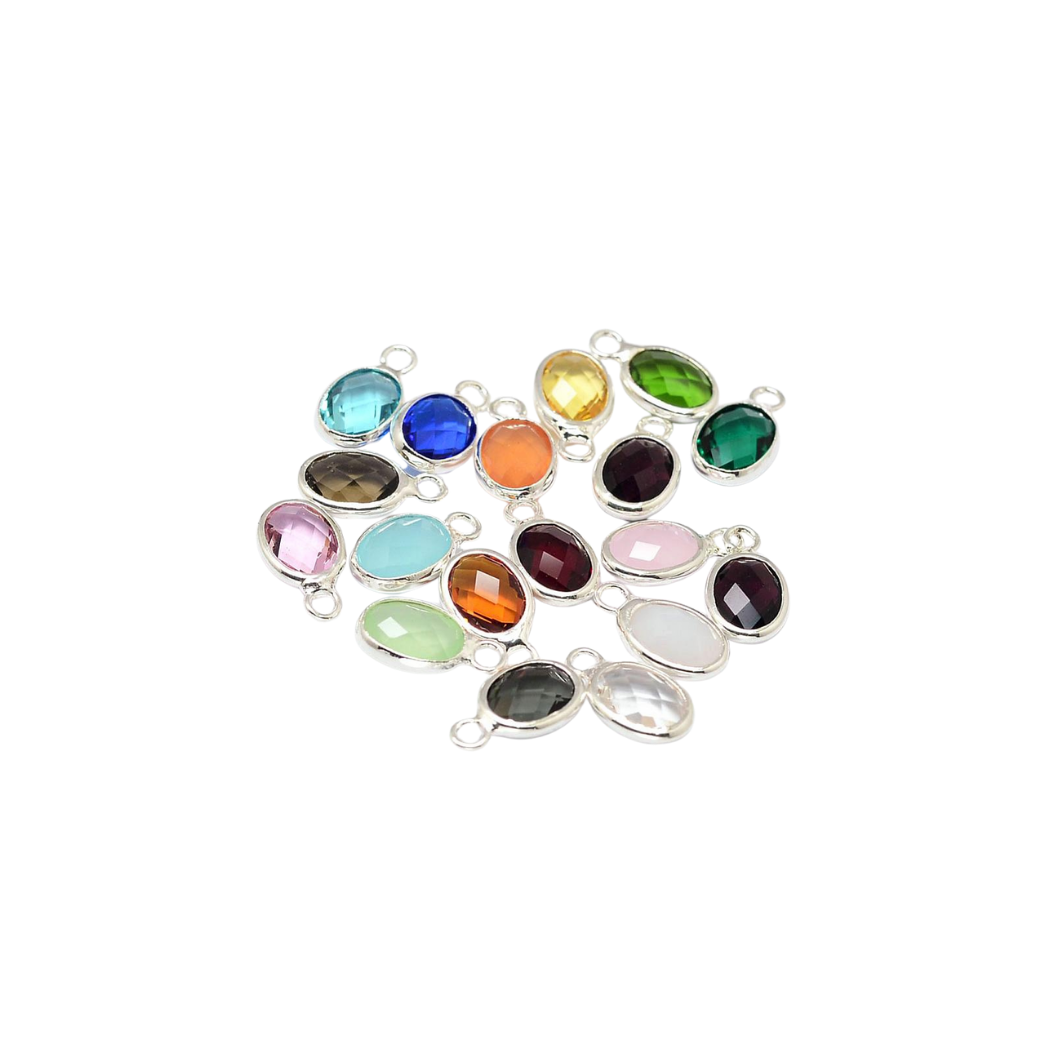 Front view of the Silver Oval Glass Charm | Assorted
