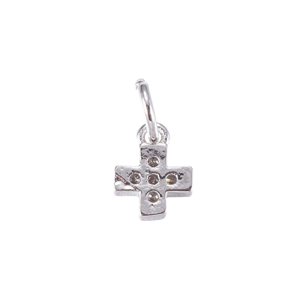 Back View of the Silver Tiny Cross with Cubic Zirconia Charm