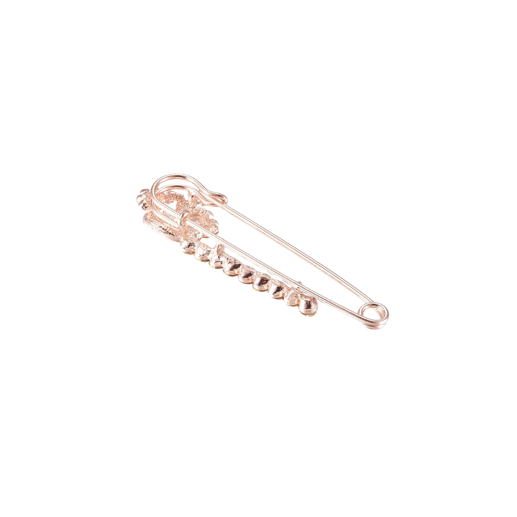 Back View of the Gold Safety Pin with Crown Cubic Zirconia