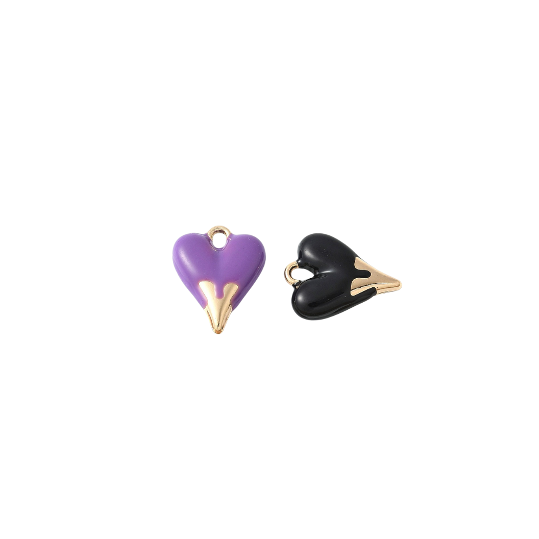 Front & Side View of the Gold Dipped Heart Charm | Assorted