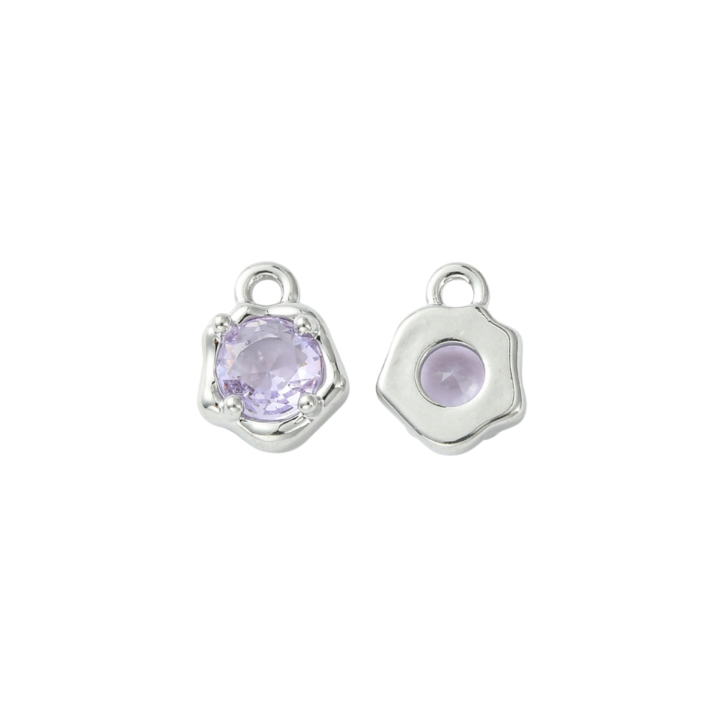 Front & Back View of the Silver Lavender Glow Charm