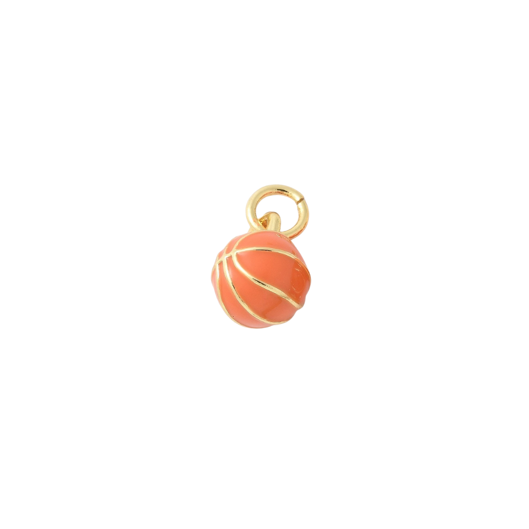 Front View of the Gold Hoops Basketball Charm