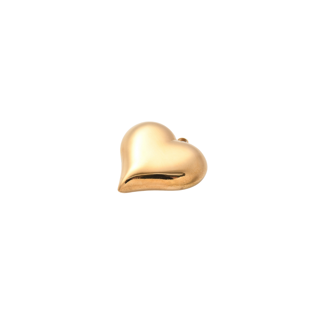 Side View of the Light Gold Puff Heart Charm
