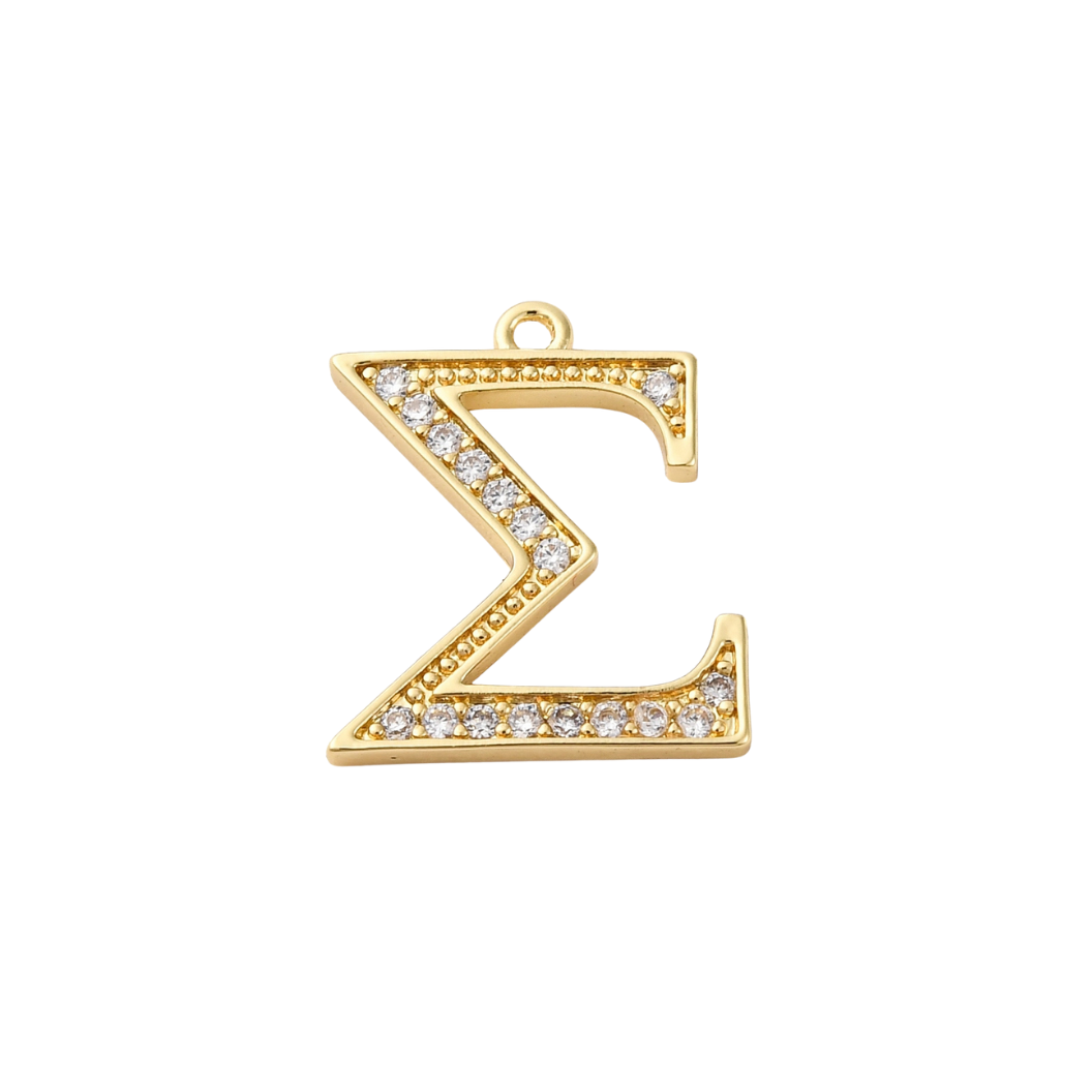 Gold Cubic Zirconia Greek Life Charms