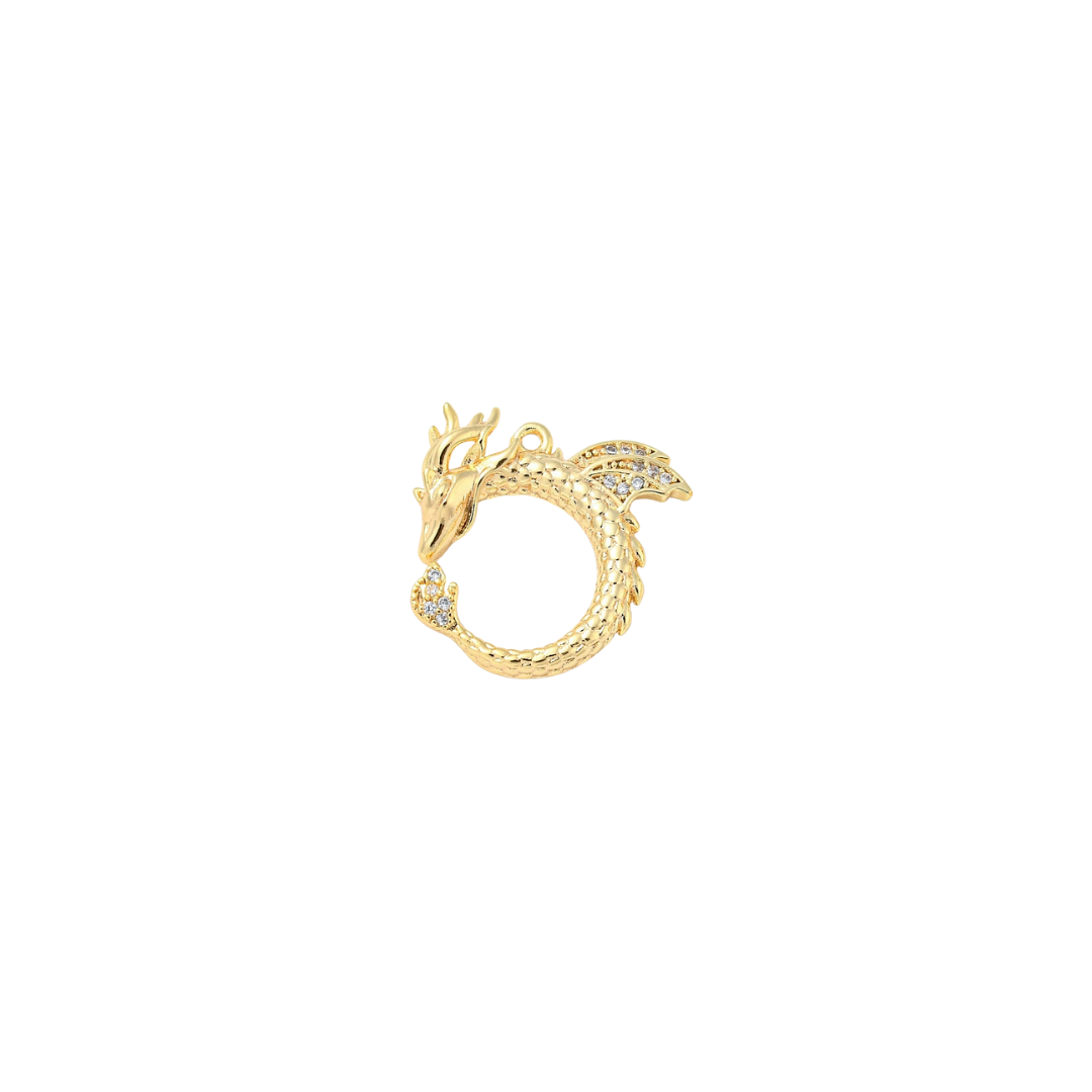 Gold Round Dragon Charm