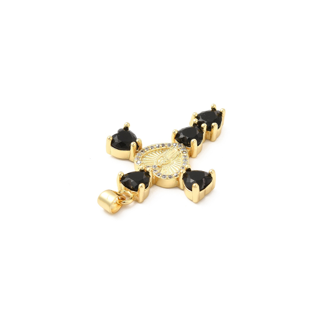 Side view of the Gold Virgin Mary Cross Charm | Assorted