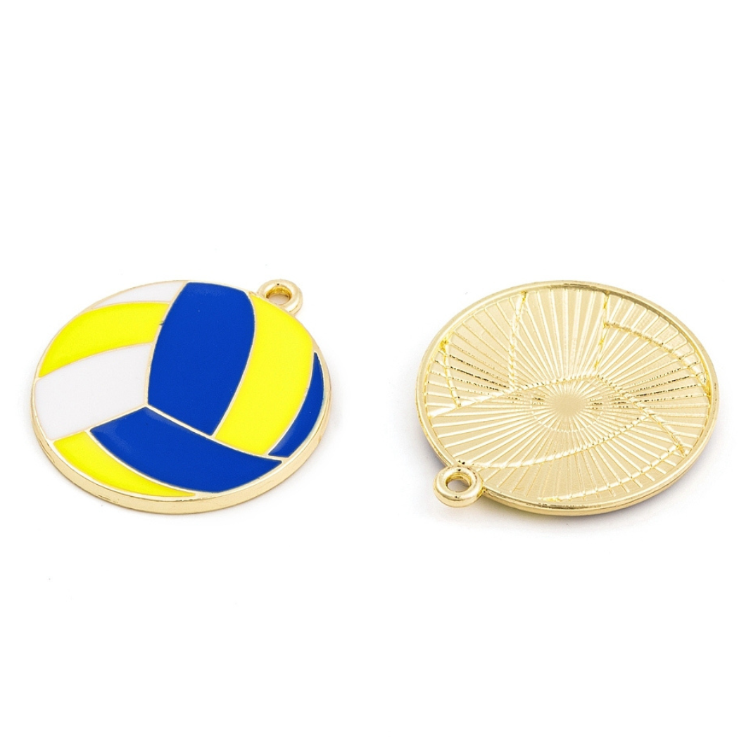 Front and back of the Gold Volleyball Charm