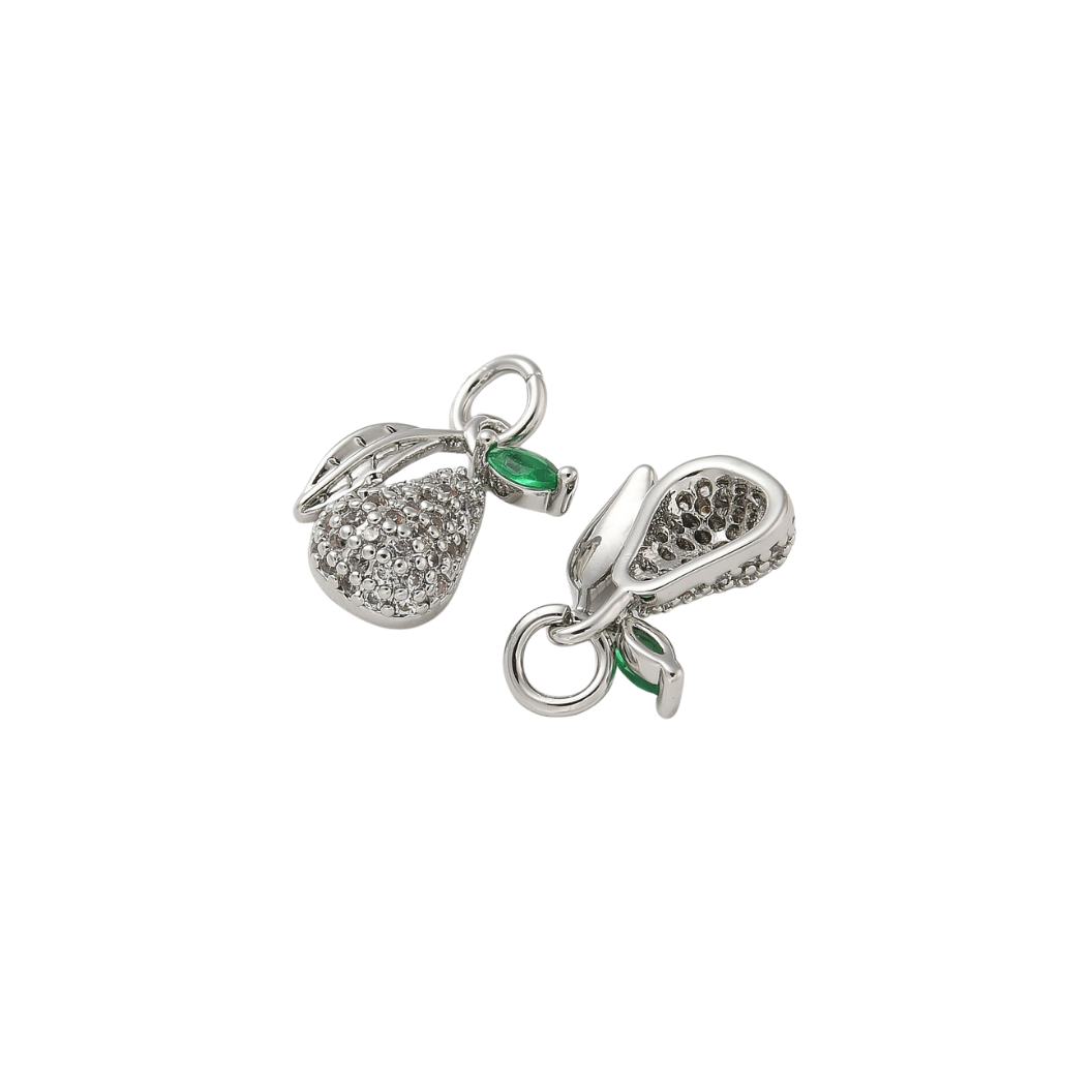 Front & back view of the Silver Pear with Cubic Zirconia