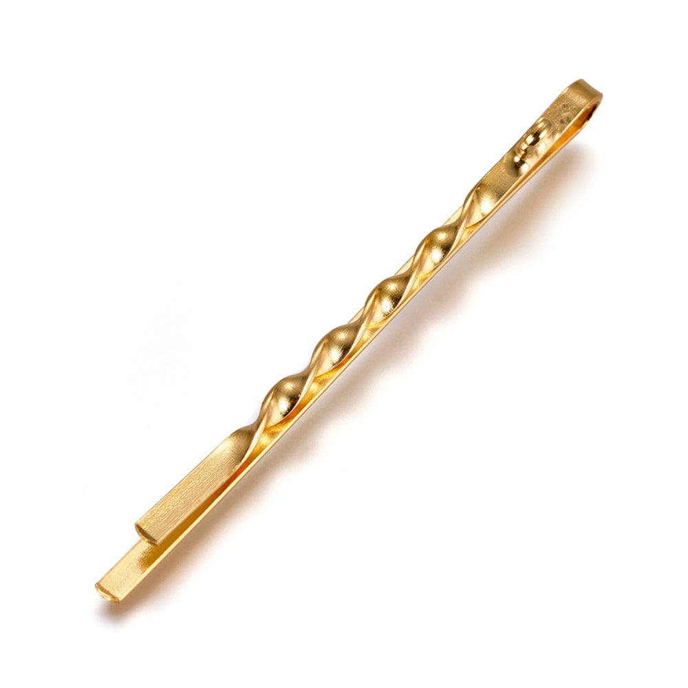 Front view of the Gold Twisted Iron Bobby Pin | Set