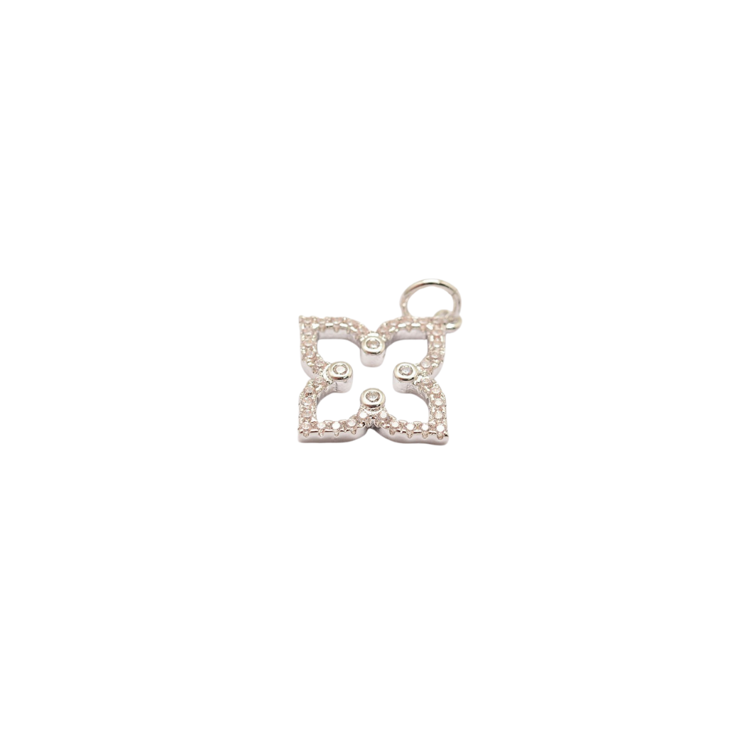 Silver Pave 4-Point Flower Charm