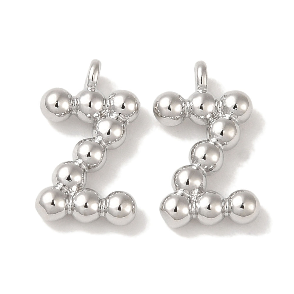 Silver Textured Mini Initial Letter | Alphabet Charm | Letter Z