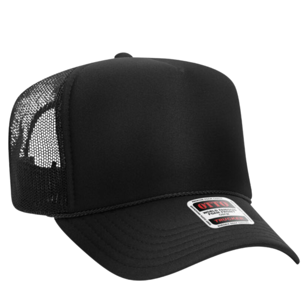 Front view of the Solid Black Trucker Hat