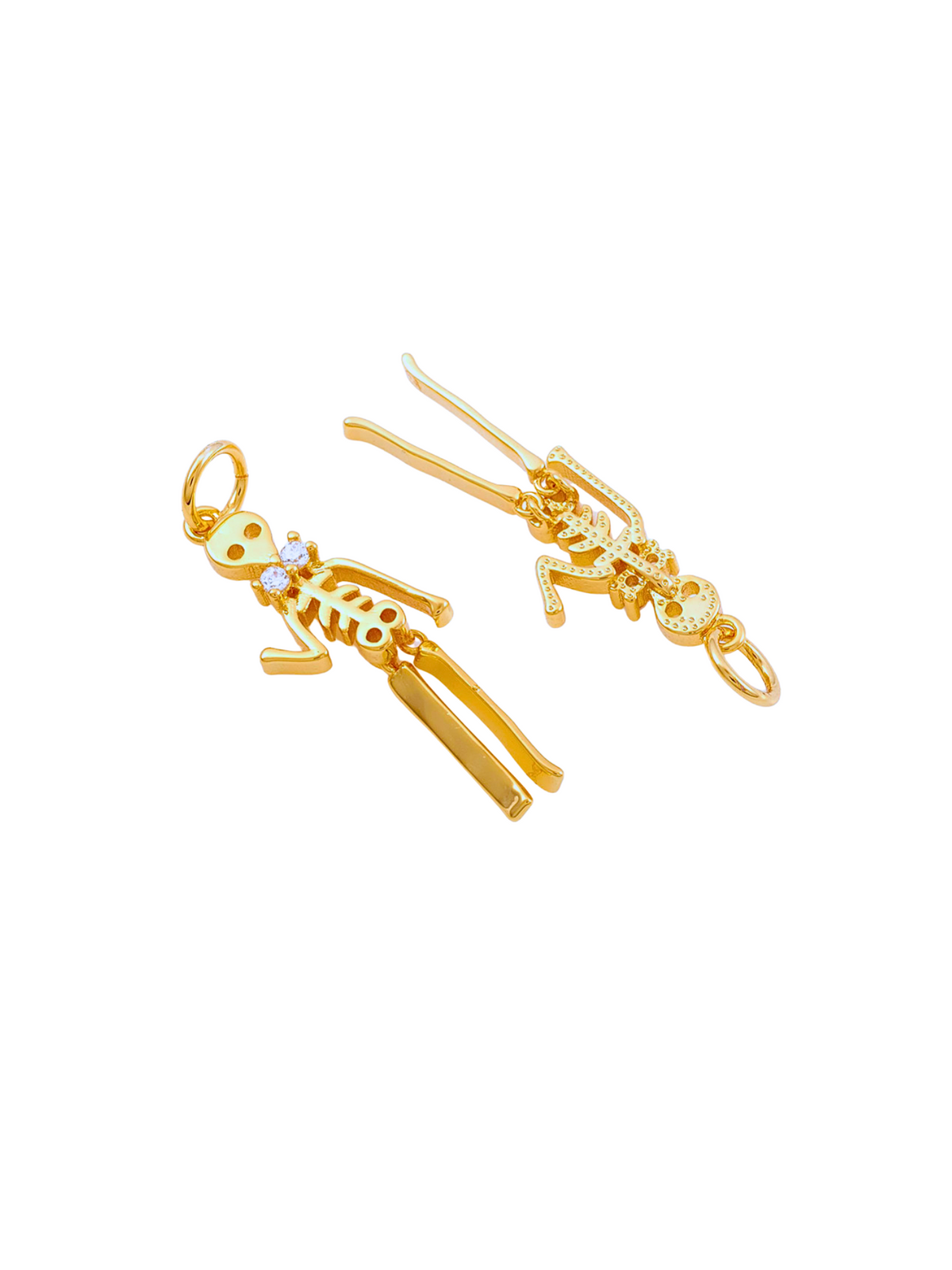 Side of Gold Dangly Bowtie Skeleton
