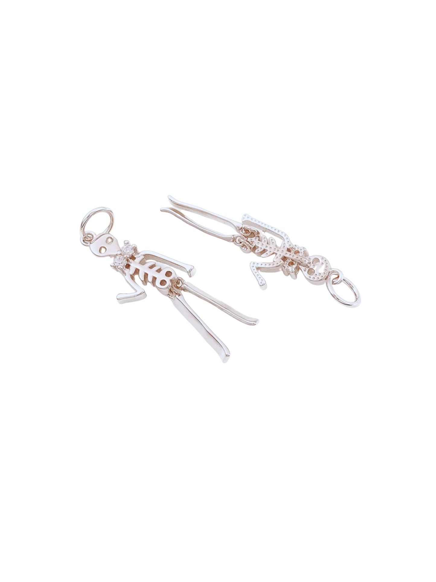 Side of Silver Dangly Bowtie Skeleton