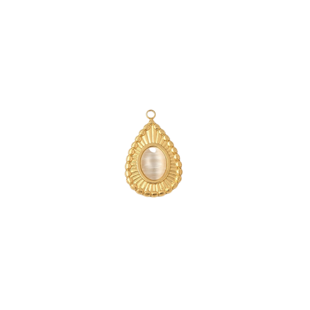 Gold Inner Glow Teardrop Charm | Waterproof Stainless Steel