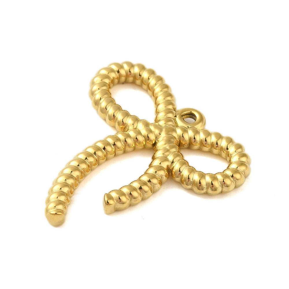 Front of Gold Braided Bow Charm