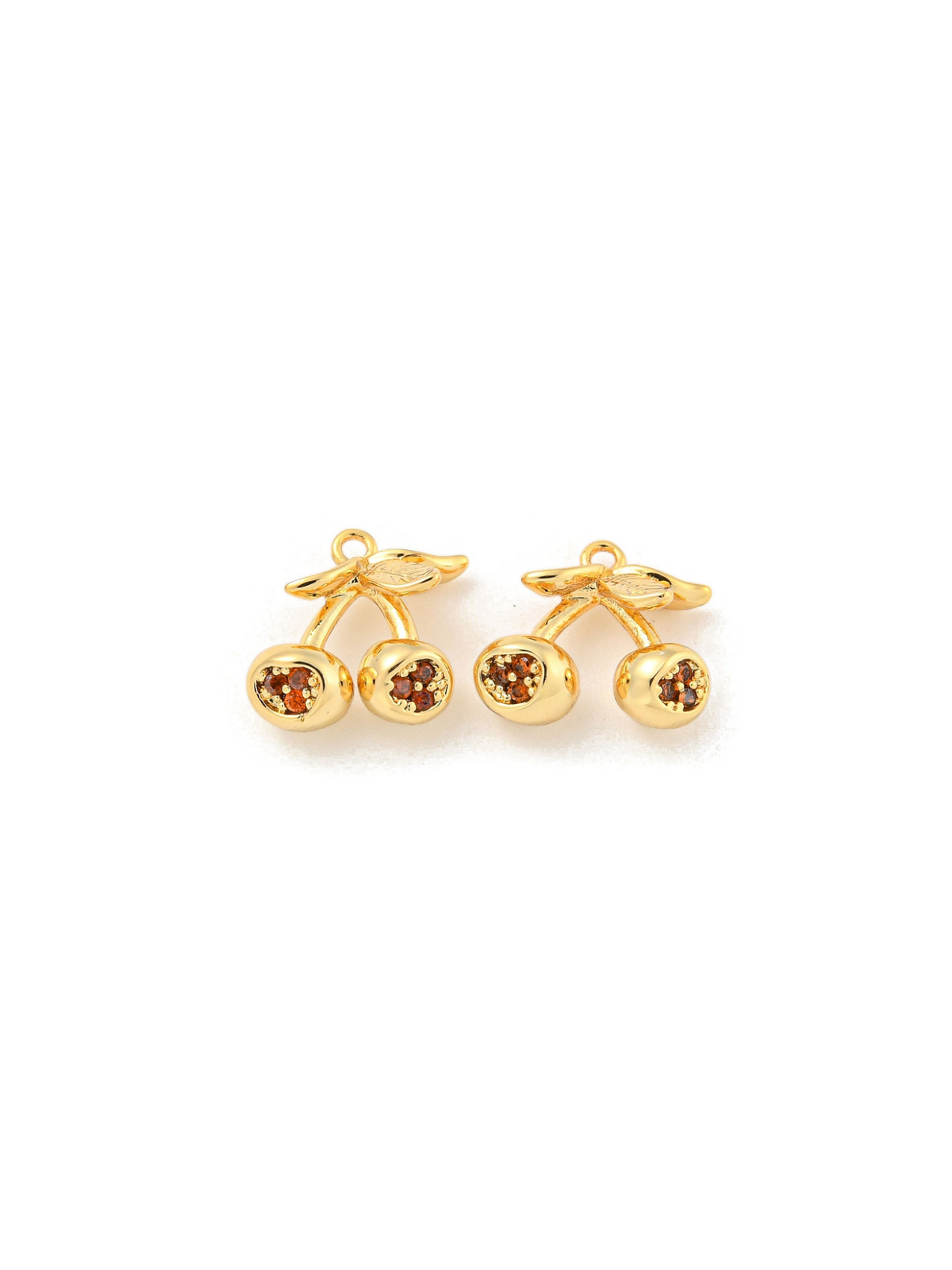 Gold Rhinestone Cherry Charm