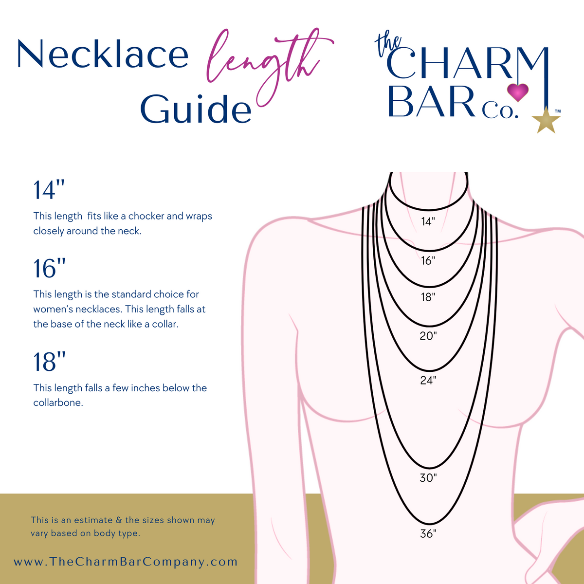 Necklace length charm
