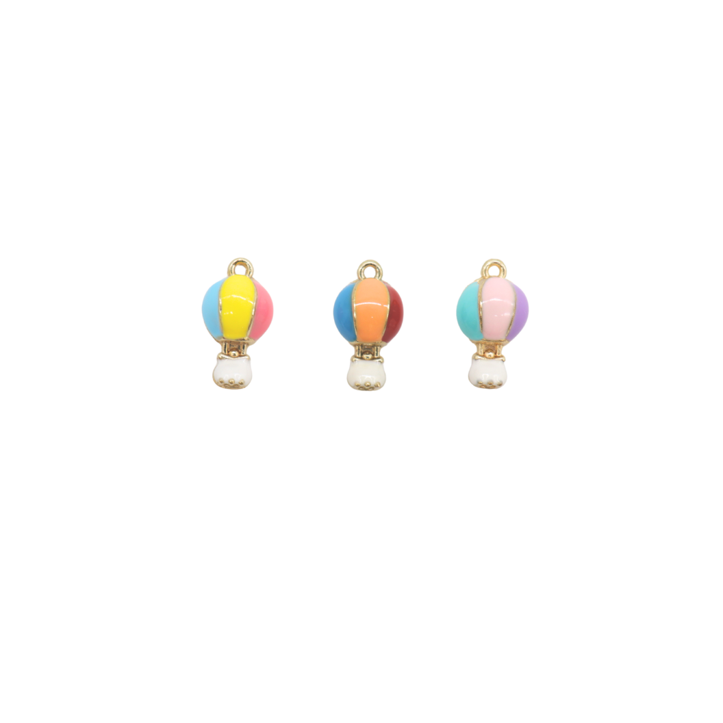 Gold Up, Up, and Away Hot Air Balloon Charm - front view