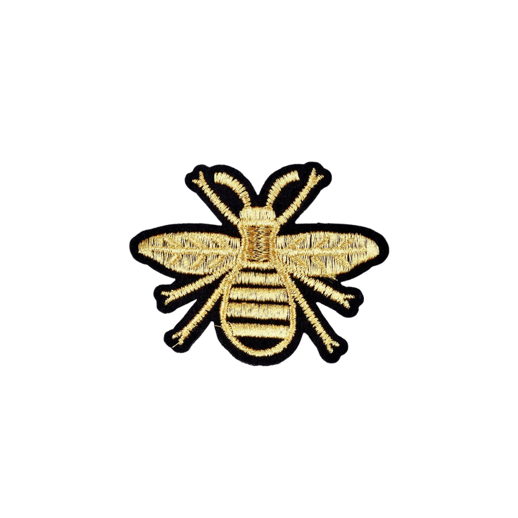 Front View of the Honey Bee Patch - Black/Gold