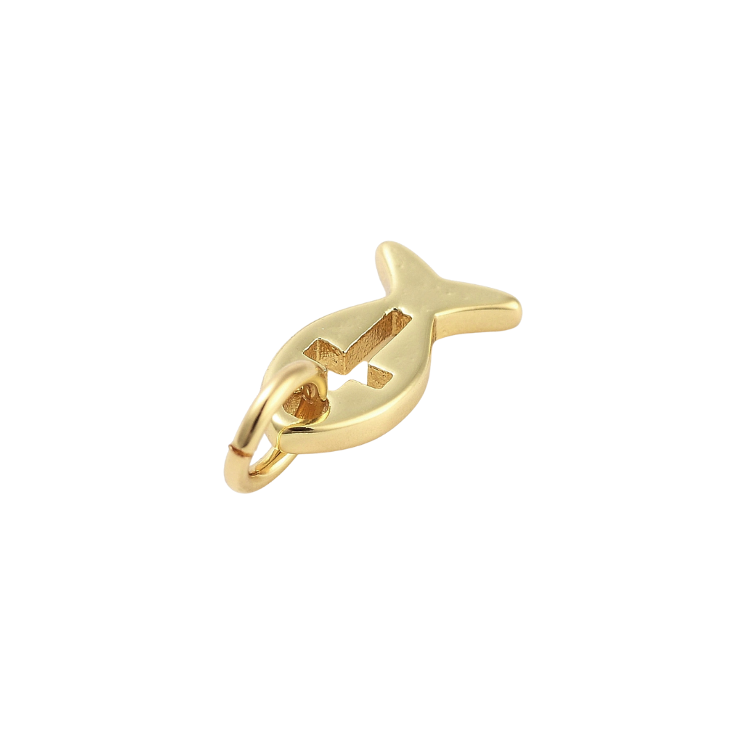Side view of the Gold Jesus Fish Charm