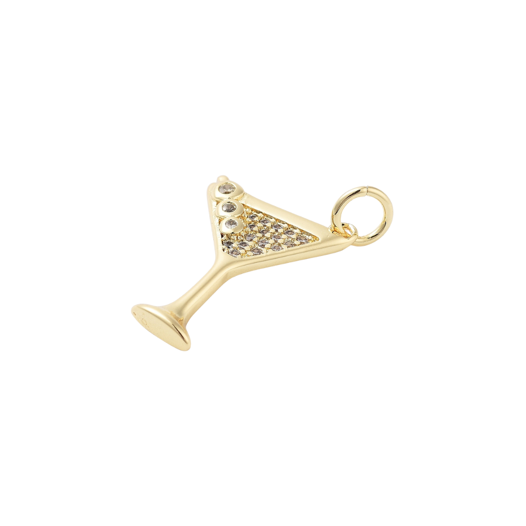Side view of the Gold Cubic Zirconia Martini Glass