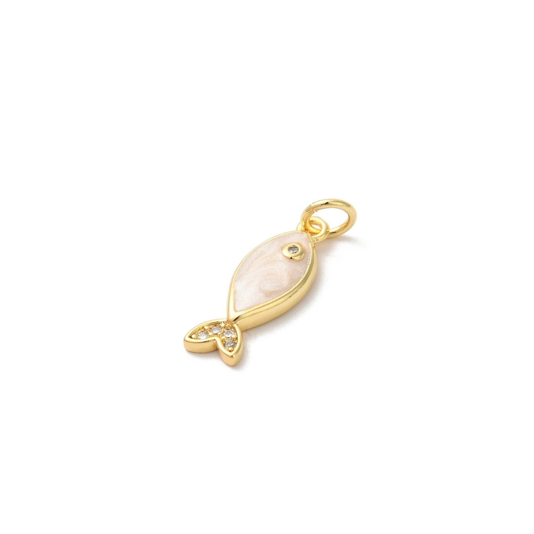 Side view of the Gold Pearlescent Fish Charm