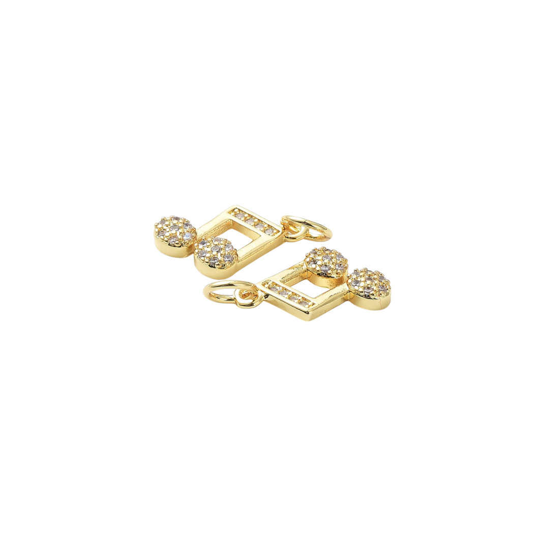 Front & side view of the Gold Cubic Zirconia Joyful Melody Charm