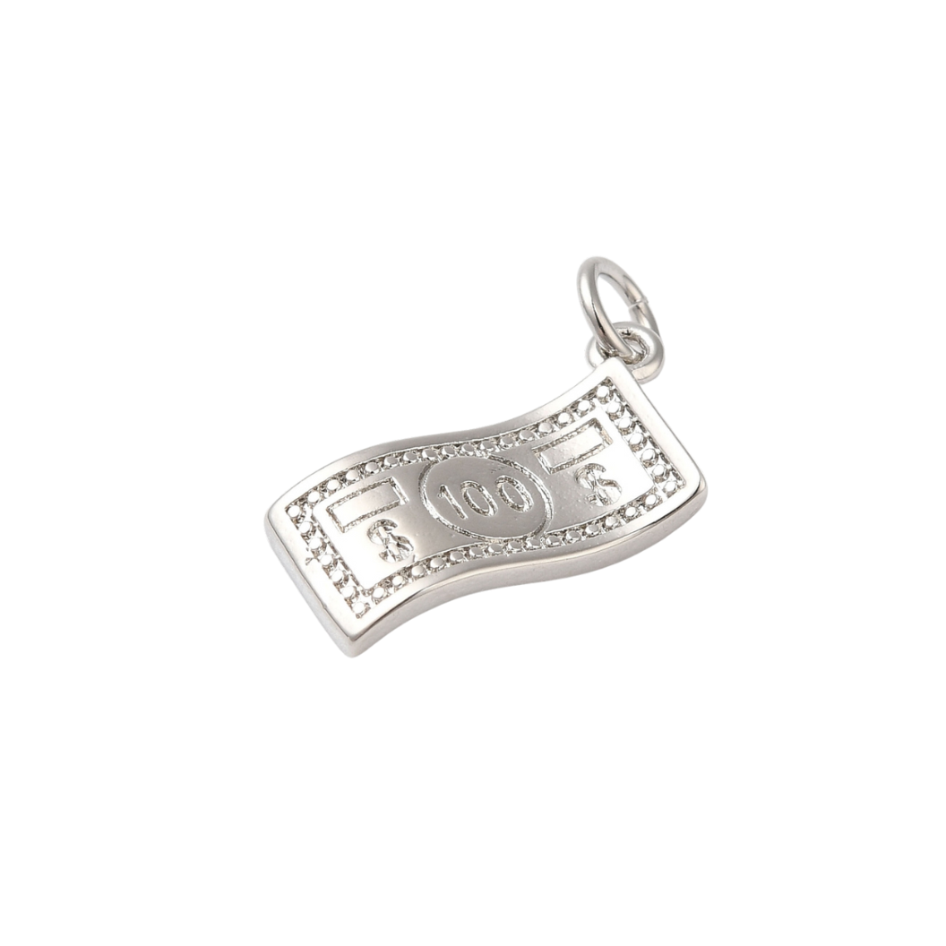 Back view of the Silver $100 Bill Charm