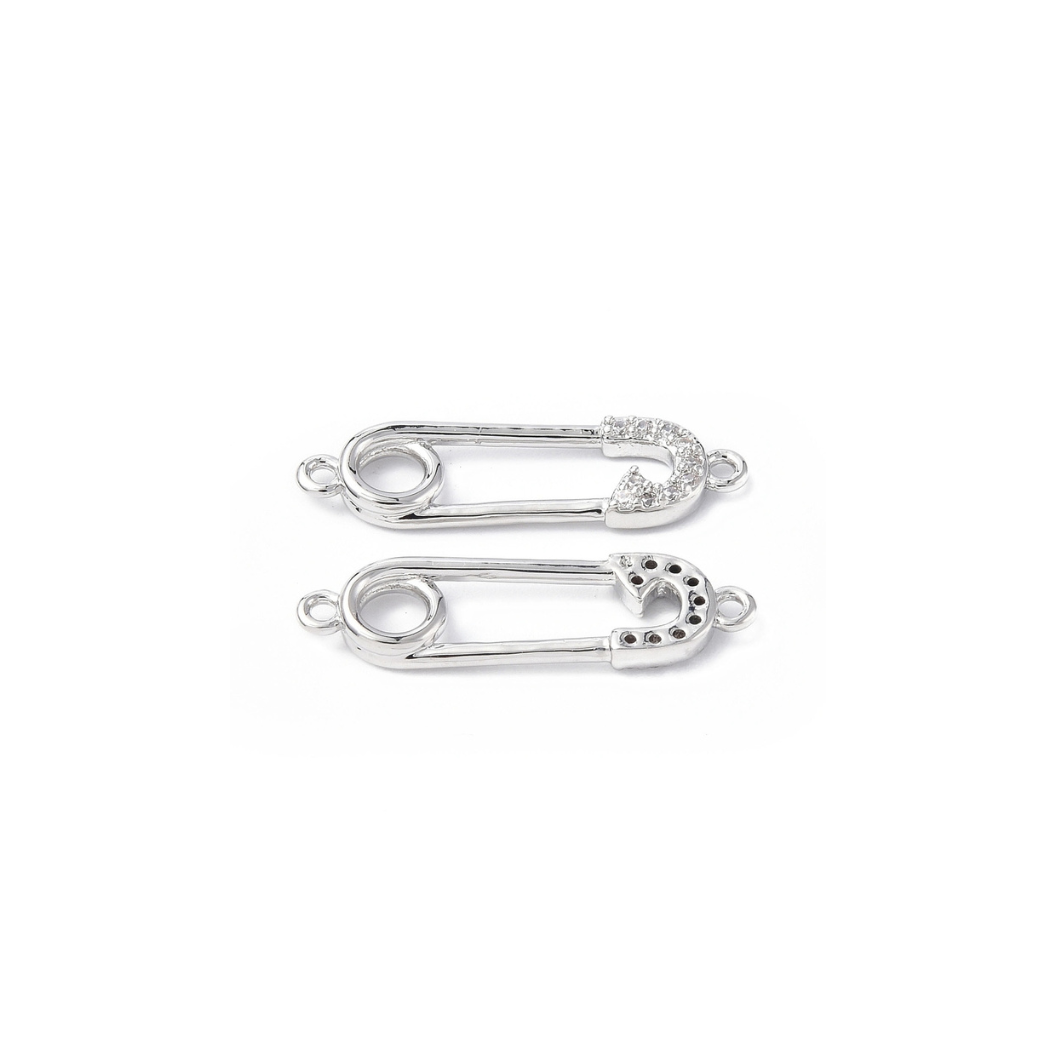 Front & back view of the Silver Cubic Zirconia Mini Paperclip